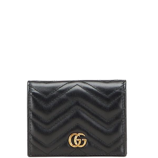 新品未使用 グッチ マーモント 二つ折り財布 レザー ブラック GUCCI グッチ 二つ折り財布 レディース GGマーモント ブラック