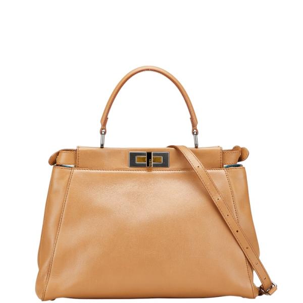 ◆美品◆ FENDI ピーカブー ハンドバッグ 2way シボ革 パイソン FENDI （未使用 展示品）フェンディ ピーカブーミディアム
