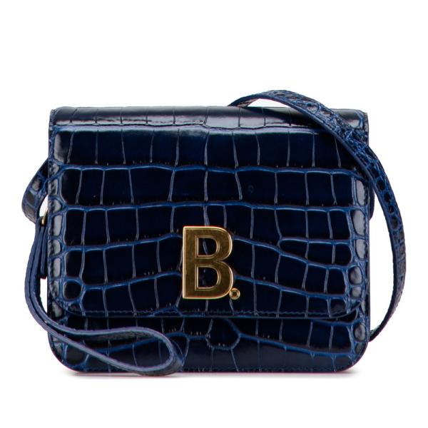 バレンシアガ Bロゴ クロコ型押し ショルダーバッグ 592898 レザー レディース BALENCIAGA 【1-0221114】 ginzaparis2_1-0221114
