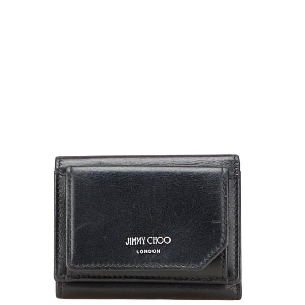 ジミーチュウ HAWLEY ホーリー 三つ折り財布 ブラック レザー レディース JIMMY CHOO 【中古】 ジミーチュウ HAWLEY ホーリー 三つ折り財布 ブラック レザー