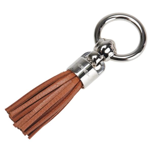 【中古】美品 エルメス HERMES ツイリーリング セ ル ポンポン マロンアルザン アニューミロ ラムレザー スカーフ HERMES（エルメス） ツイリーリング セ ル ポンポン シルバー金具