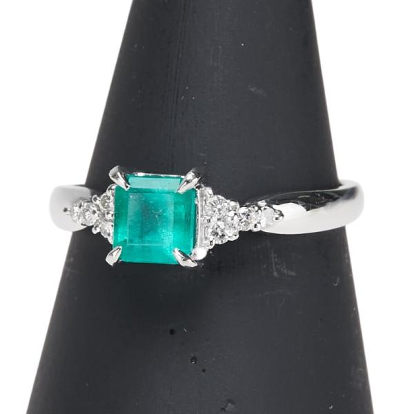 プラチナ　pt900 リング　エメラルド　ダイヤ　11.5号　5.16 g Pt900 プラチナ エメラルド0.61ct ダイヤ0.08ct リング 指輪