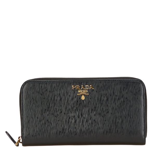 本日特別価格　美品　PRADA プラダ　長財布　折り　紺　ギャラ　ロゴ　レザー PRADA プラダ 財布 三つ折り SAFFIANO METAL 1MH021 QHH F0016