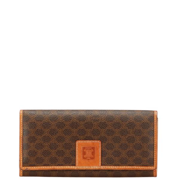 CELINE（セリーヌ） マカダム 長財布 ブラウン PVC レザー レディース
