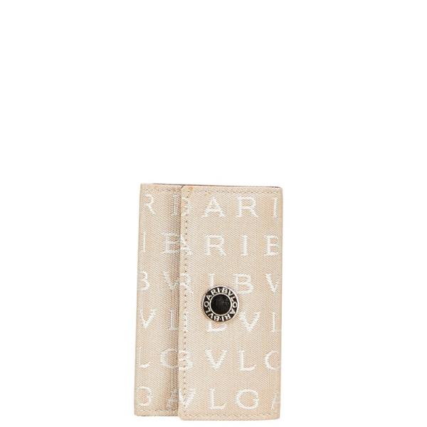 【未使用保管品】ブルガリ ビーゼロワン 6連 キーケース ロゴクリップ レザー BVLGARI（ブルガリ） ロゴマニア 6連 キーケース ベージュ ホワイト