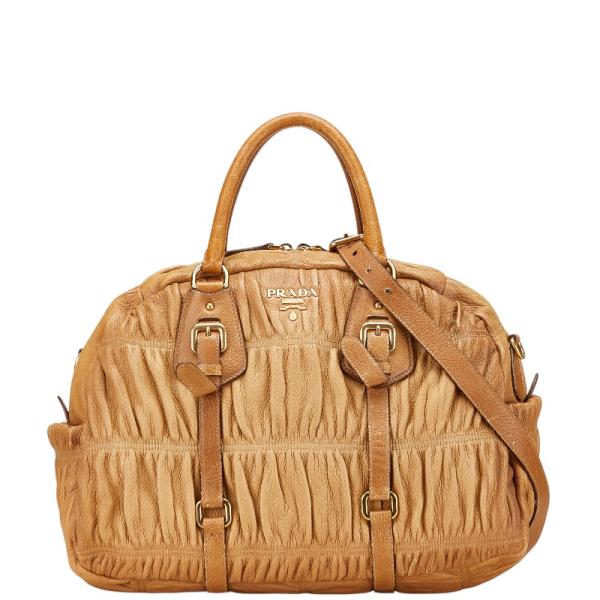 プラダ ロゴ ハンドバッグ ショルダーバッグ 2WAY BL0394 ブラウン レザー レディース PRADA 【中古】 PRADA（プラダ） ロゴ ハンドバッグ ショルダーバッグ 2WAY BL0394