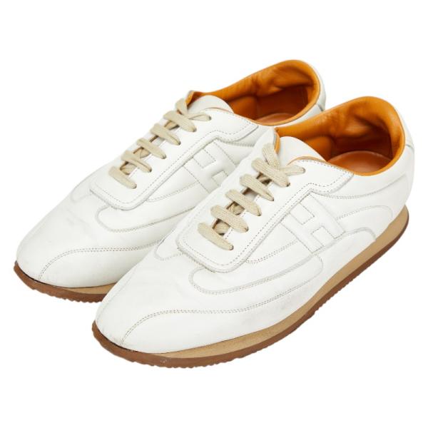 HERMES エルメス クイック レザー×キャンバス スニーカー 38 約24