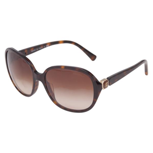 超美品CHANELココマーク 5285-A ブラウン プラスチック レディース CHANEL シャネル ココマーク サングラス 5285-A ブラウン