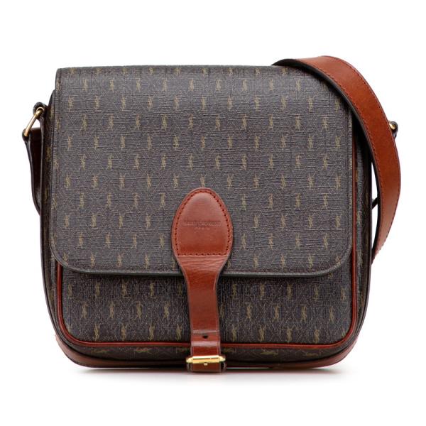 【美品】サンローラン❗️ダークブラウン レザー バッグ ASUS（エイスース） サンローラン YSL モノグラム ショルダーバッグ