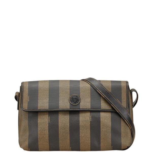 フェンディ ペカン 斜め掛け ショルダーバッグ ブラウン ブラック PVC レザー レディース FENDI 【中古】 FENDI（フェンディ） ペカン 斜め掛け ショルダーバッグ ブラウン