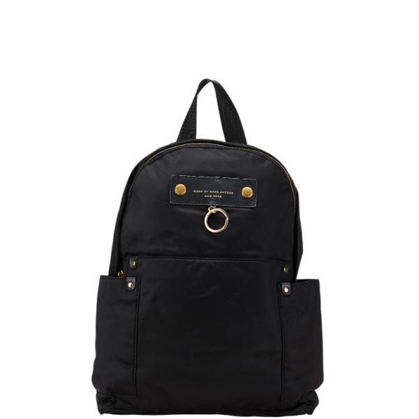 【美品】マークジェイコブス　リュック　バックパック　黒　A4可能　ゴールド金具 マークジェイコブス ロゴ リュック バックパック ブラック ゴールド