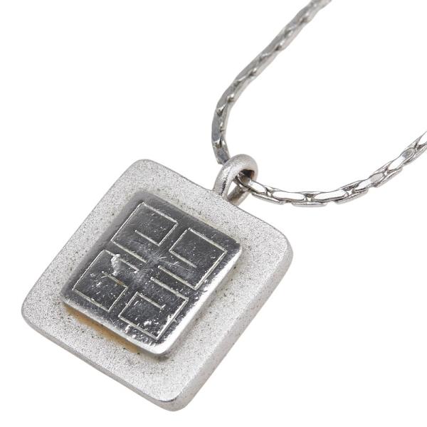 【GIVENCHY】 ジバンシー　ネックレス　シルバー　Gロゴ 60cm ジバンシー 4G ロゴプレート ネックレス シルバー メタル