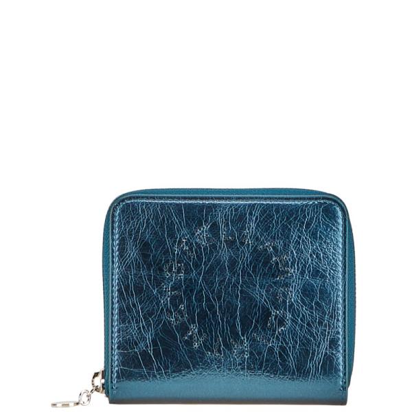 ステラマッカートニー ロゴ 二つ折り財布 ブルー レザー レディース