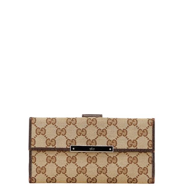 GUCCI（グッチ） GGキャンバス メタルバー 長財布 112715 ベージュ