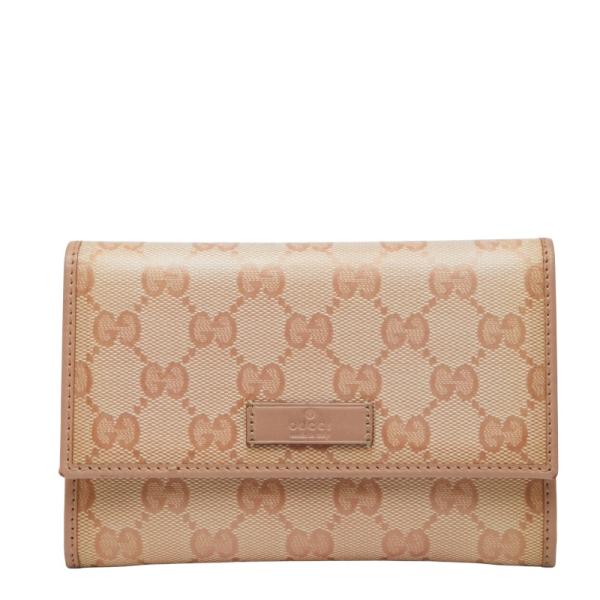 GUCCI（グッチ） GGクリスタル 二つ折り財布 190331 ピンク PVC レザー