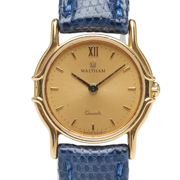 稼働/美品/純正ベルト】Waltham ウォルサム クォーツ 腕時計 スクエア