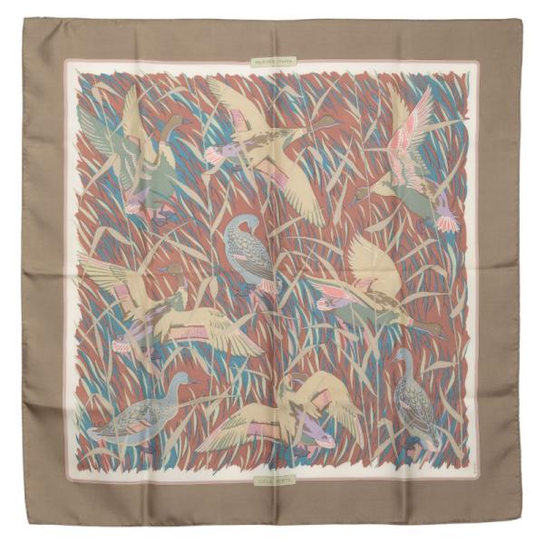 HERMES（エルメス） カレ90 COLS VERTS マガモ 鴨 鳥 スカーフ グレー