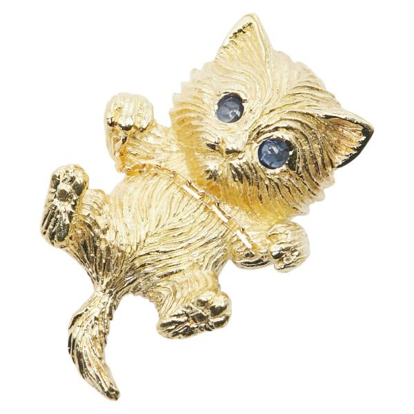 K18YG イエローゴールド サファイア 田中貴金属 猫 キャット モチーフ ペンダントトップ レディース 中古 K18YG イエローゴールド サファイア 田中貴金属 猫 キャット モチーフ