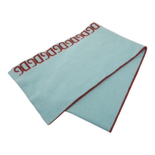 ドルチェアンドガッバーナ ロゴ マフラー ライトブルー ブラウン ウール アクリル レディース DOLCE&GABBANA 【中古】 DOLCE&GABBANA（ドルチェ & ガッバーナ） ドルチェアンドガッバーナ