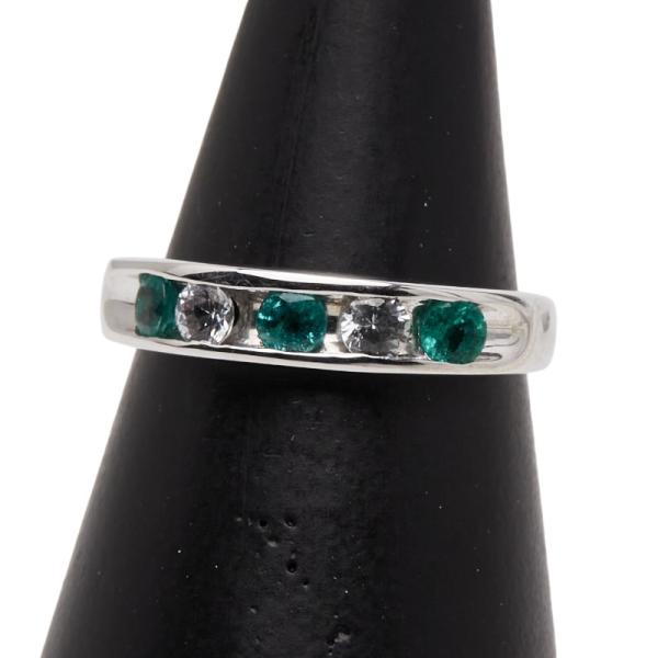 18kホワイトゴールドサファイアメレダイヤリング サイズ11 18kホワイトゴールドサファイアメレダイヤリング サイズ11