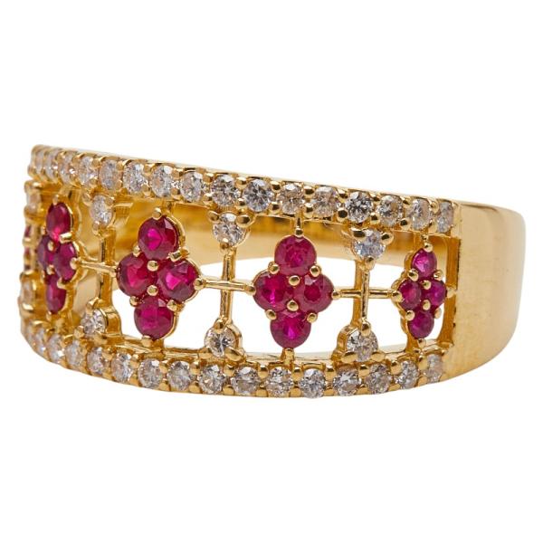 K18YG イエローゴールド ルビー 0.36ct ダイヤ0.36ct リング 指輪