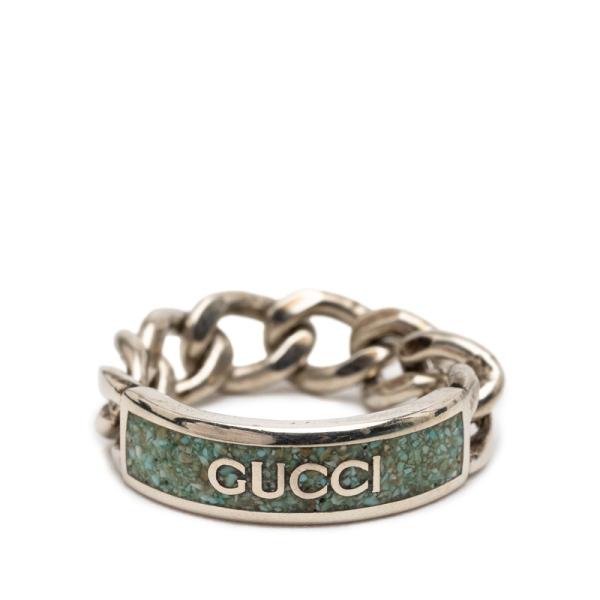 専用　新品 GUCCI グッチ ロゴ エナメル リング 指輪 シルバー 25号 GUCCI（グッチ） ゴルメットチェーン リング 指輪 #25 シルバー ライト