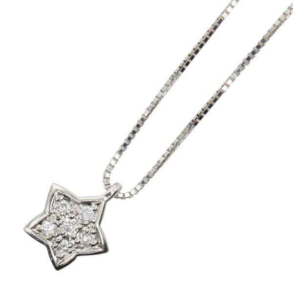 K18WG ホワイトゴールド ダイヤ0.18ct スター 星 モチーフ ペンダント 
