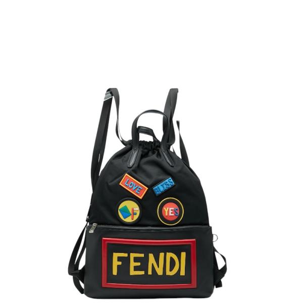 レア✨FENDI フェンディ リュック FF金具 黒 ナイロン ロゴプレート FENDI（フェンディ） ロゴ フェイス リュック バックパック