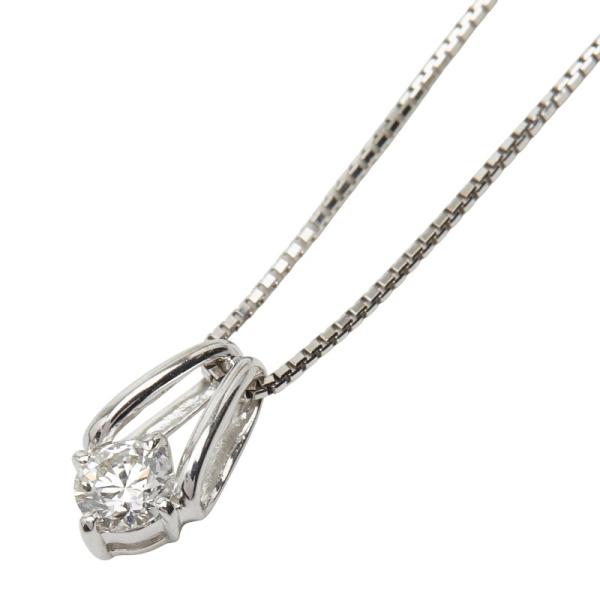 K18WG ホワイトゴールド K14WG ダイヤ0.234ct ネックレス レディース