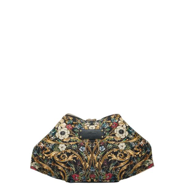 アレキサンダーマックイーン フラワー クラッチバッグ ブラック マルチカラー ナイロン レザー レディース Alexander McQueen 【中古】 アレキサンダーマックイーン フラワー クラッチバッグ ブラック マルチ
