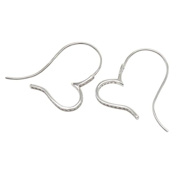 K14WG ホワイトゴールド ダイヤ0.44ct ハートモチーフ フックピアス