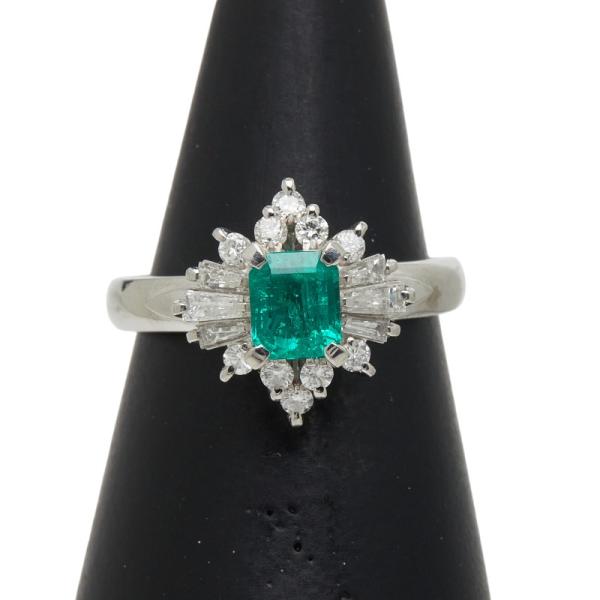1.52ctエメラルド0.78ctダイヤプラチナリング　PT900 Pt900 プラチナ エメラルド0.54ct ダイヤ0.41ct リング 指輪