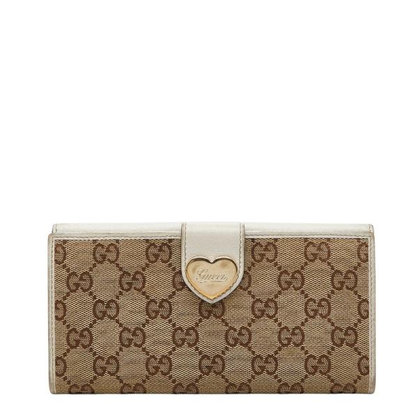 【美品】　GUCCI グッチ GGキャンバス 長財布 ハートモチーフ ベージュ GUCCI（グッチ） GGキャンバス ハート 長財布 203550 ベージュ