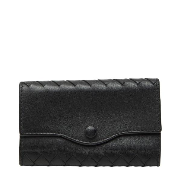 【瀬戸大橋店】 中古 BOTTEGA VENETA | ボッテガヴェネタ 4連 キーケース イントレチャート ブラック 【125】 ボッテガヴェネタ イントレチャート キーケース ブラック レザー