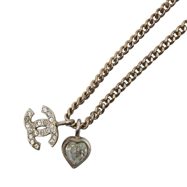 【CHANEL】シルバーネックレス ハートチャーム（中古正規品） CHANEL（シャネル） ココマーク ハート ネックレス シルバー メタル