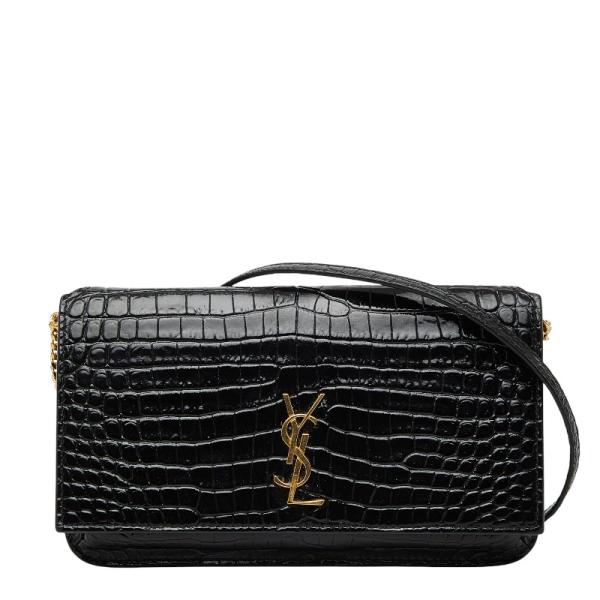 サンローラン YSLロゴ クロコ型押し チェーンショルダーバッグ フォンホルダー 635095 レザー レディース SAINT LAURENT 【1-0251566】 ASUS（エイスース） サンローラン YSLロゴ クロコ型押し チェーン