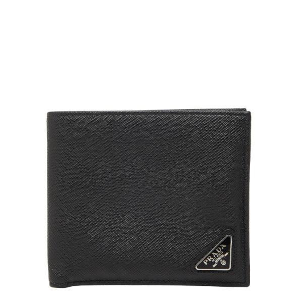 PRADA（プラダ） 三角ロゴプレート 二つ折り財布 ブラック