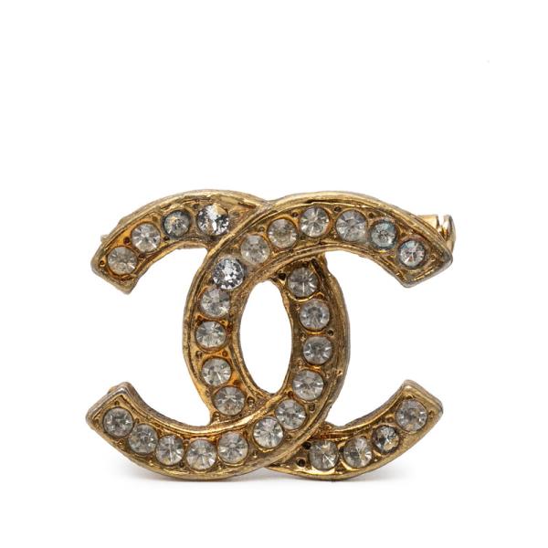 極美品❤CHANELブローチ◾CCロゴ◾ゴールドベース◾ラインストーン　パール CHANEL（シャネル） ココマーク ラインストーン ブローチ ゴールド