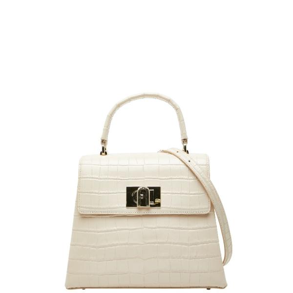 FURLA（フルラ） 1927 トップハンドル クロコ 型押し ショルダーバッグ