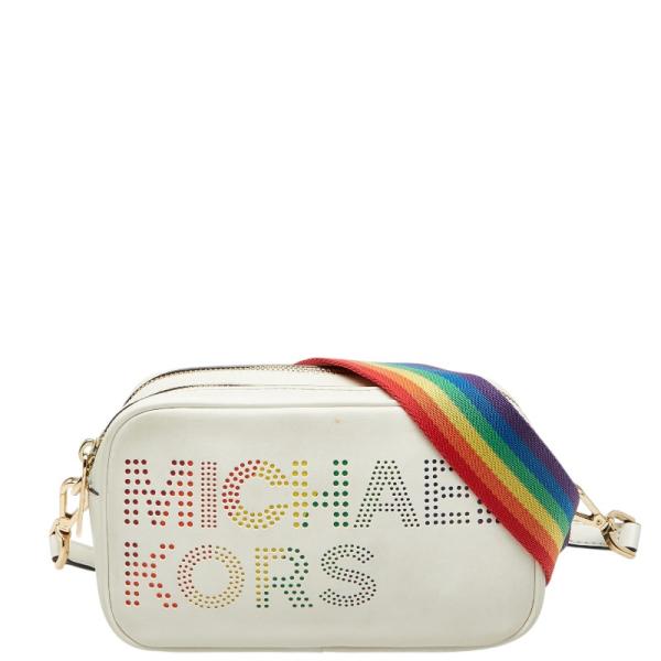 マイケルコース レイシー レインボー パンチング ロゴ ショルダーバッグ レザー レディース Michael Kors 【1-0259493】 MICHAEL KORS（マイケルコース） レイシー レインボー パンチング ロゴ