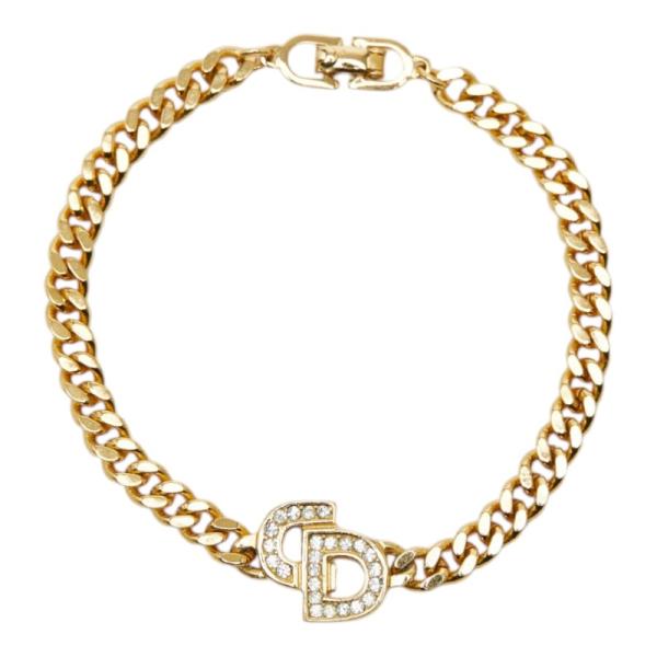 極美品/現行✨Dior CD NAVY チェーンブレスレット ラインストーン 金 ディオール CDロゴ チェーン ブレスレット ゴールド メッキ ライン
