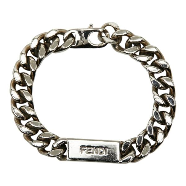 FENDI（フェンディ） ロゴプレート チェーン ブレスレット #L シルバー