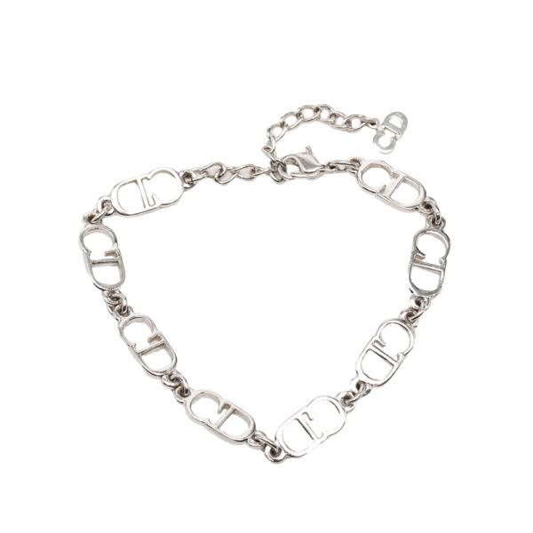 大幅値下げ‼️ 【美品】Dior ロゴプレート リボン ブレスレット ディオール シルバー ディオール CDロゴ ブレスレット シルバー メタル レディース Dior