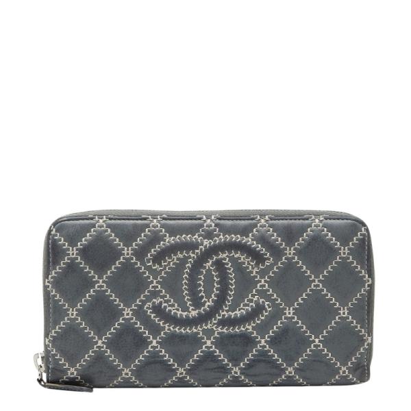 シャネル ココマーク ウルトラステッチ ラウンドジップ 長財布 ラムスキン レディース CHANEL 【1-0266680】 CHANEL（シャネル） ココマーク ウルトラステッチ ラウンドジップ 長
