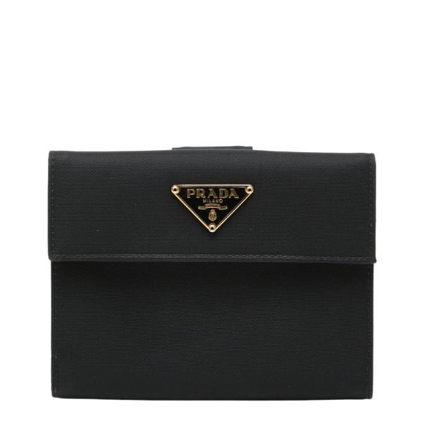 PRADA（プラダ） 三角ロゴプレート 二つ折り財布 ブラック ナイロン