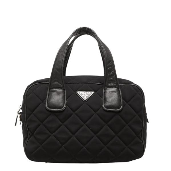 【みよみよ様】PRADA ブラック キルティング ハンドバッグ PRADA（プラダ） 三角ロゴプレート キルティング ハンドバッグ