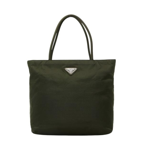 PRADA（プラダ） 三角ロゴプレート ハンドバッグ グリーン テスート