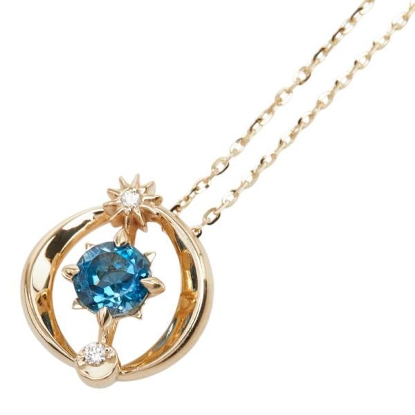 新品未使用★STAR JEWELRYのネックレス　ブルートパーズ スタージュエリー K10YG イエローゴールド ブルートパーズ ダイヤ0.01