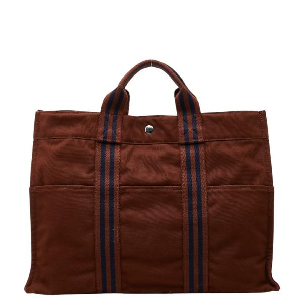 HERMES（エルメス） フールトゥMM トートバッグ ブラウン コットン