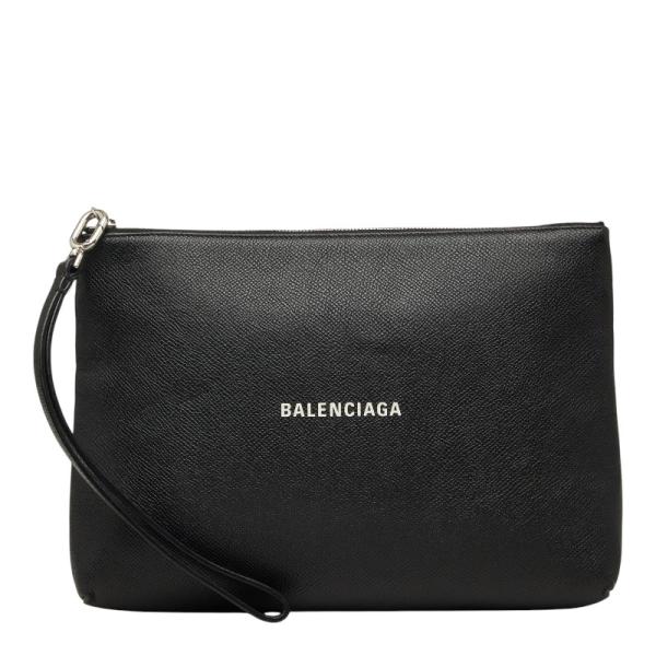 BALENCIAGA（バレンシアガ） ロゴ クラッチバッグ ブラック レザー